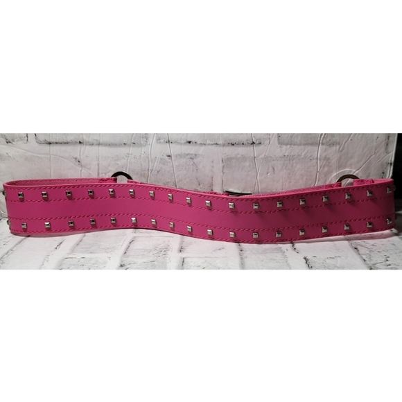 PEPE JEANS LONDON BELT PINK  GENUINE ITALIAN LEATHER DOUBLE BUCKLE METAL STUDS main image 9